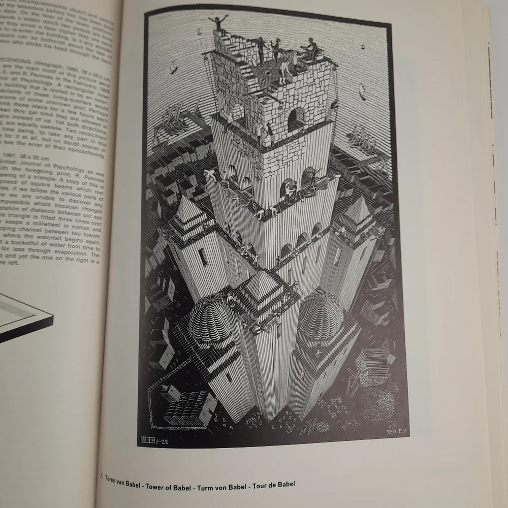 1971 THE GRAPHIC WORK OF MC ESCHER Artist Illusion Staircase Pattern Math Book - Picture 8 of 9